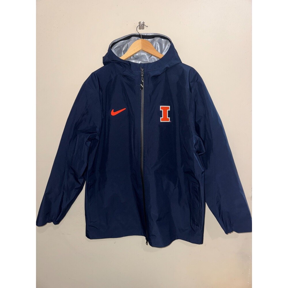Mens XL Nike Illinois Fighting Illini Team Issued PE GORE-TEX Hooded Rain Jacket